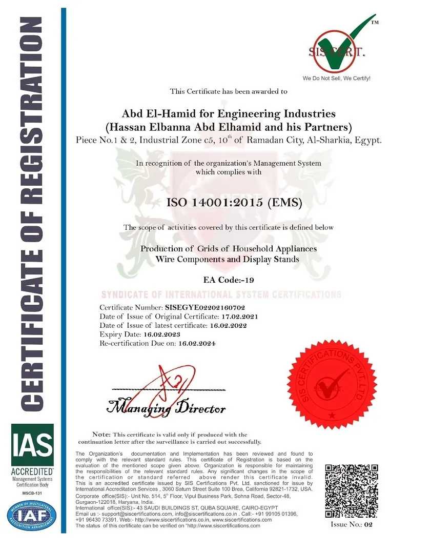 ISO 14001:2015 certificate