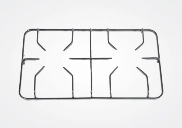 Formed wire pan support for multi-burner gas cooker and household cooking appliances