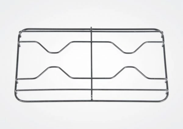 Reinforced rectangular wire pan support for gas cooker burner assemblies
