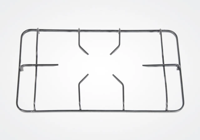 Formed metal gas cooker pan support designed for household cooking appliances
