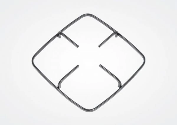 Compact single-burner gas cooker pan support manufactured from formed metal wire