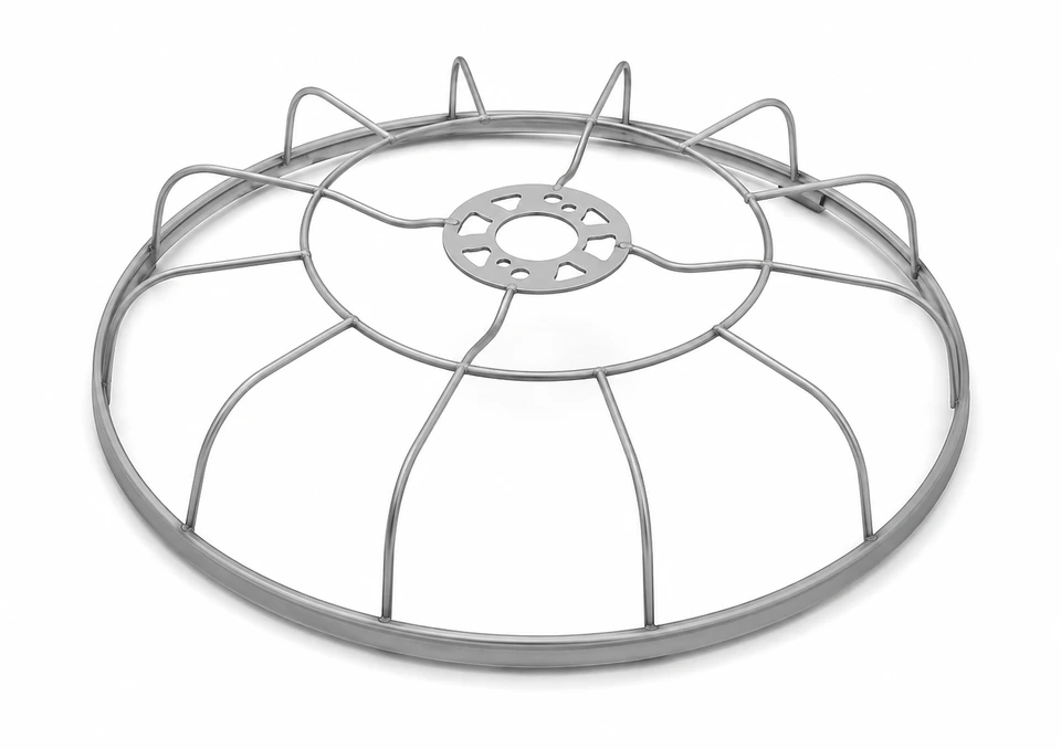 Raised circular wire fan guard for air conditioning unit and ventilation equipment protection