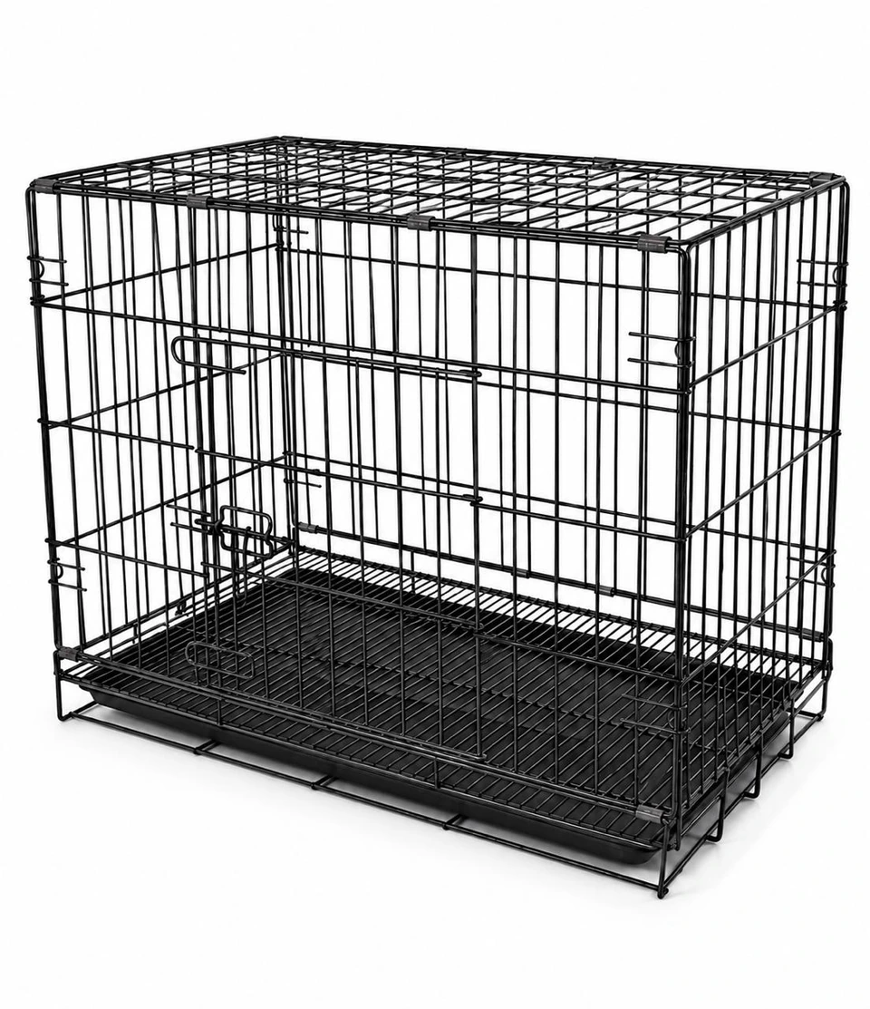 Heavy-duty enclosed wire mesh cage for secure industrial material handling