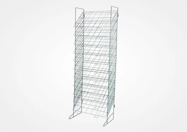 Freestanding wire display rack for retail stores, supermarkets and product merchandising