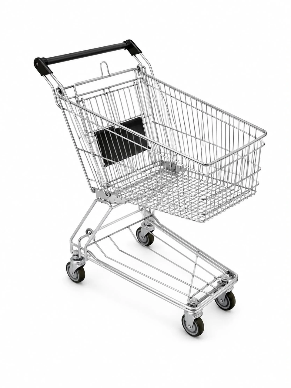 Metal wire shopping cart for supermarkets, grocery stores and retail environments