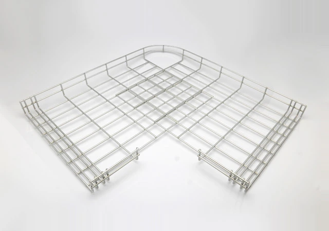 Galvanized wire cable tray 90-degree bend for routing electrical cables around corners