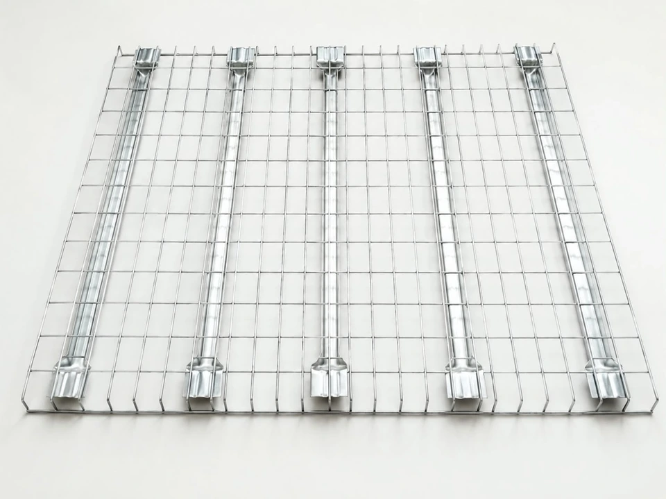Galvanized pallet rack wire mesh deck panel with welded support channels