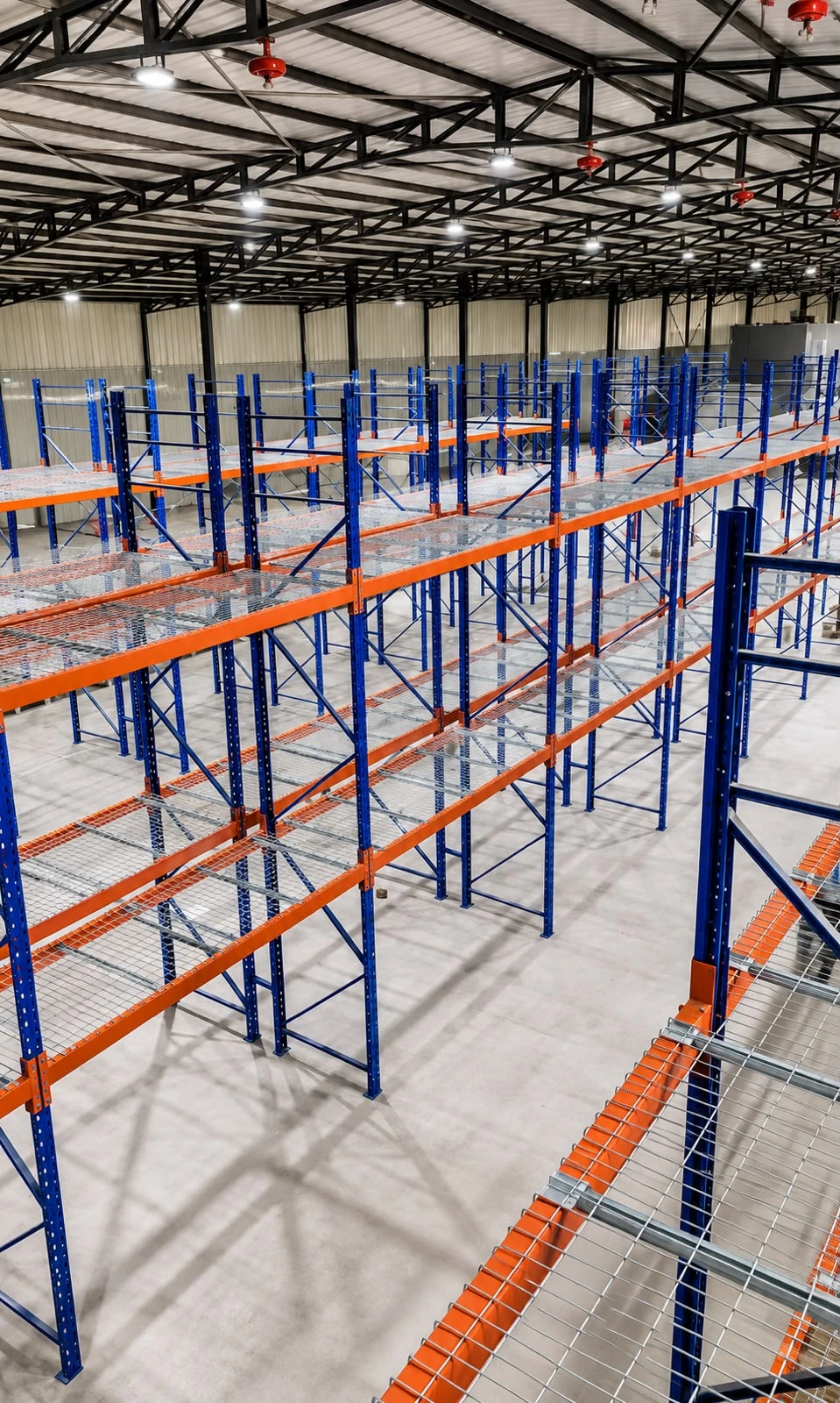 Warehouse pallet rack wire mesh decking project