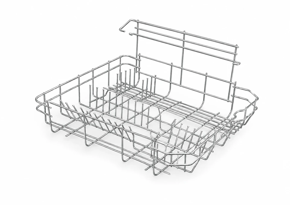 Formed metal dishwasher wire rack designed for dishes, plates and kitchenware organization