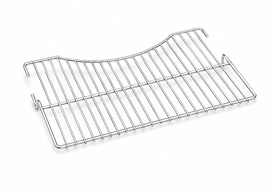 Shaped refrigerator wire shelf manufactured for internal fridge storage and appliance applications