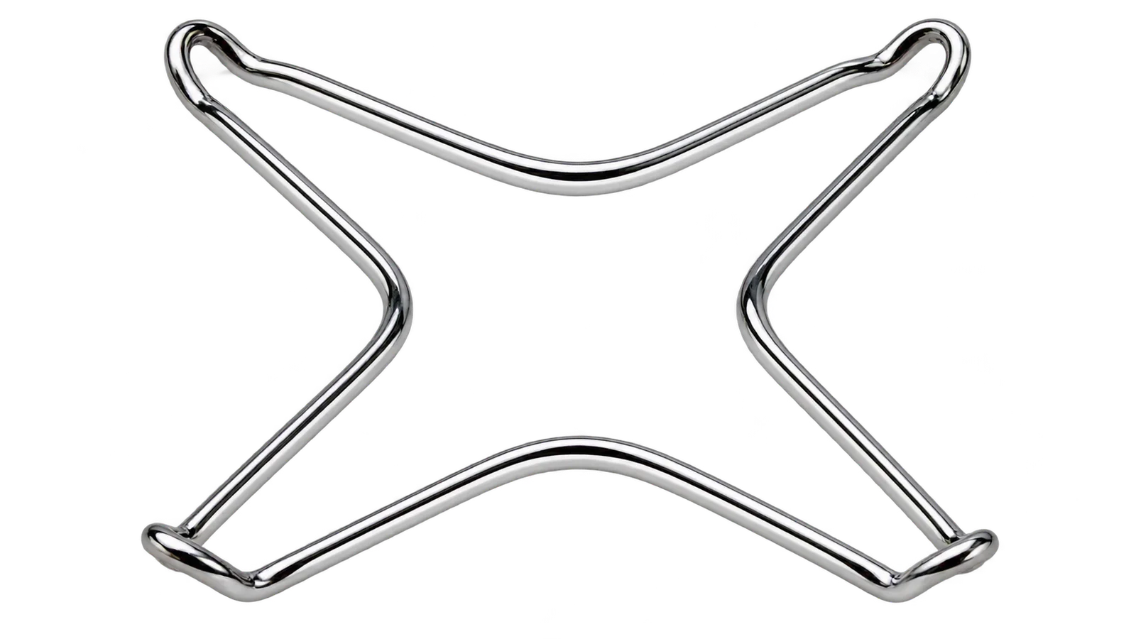 Formed metal gas cooker pan support for stable cookware positioning over burners