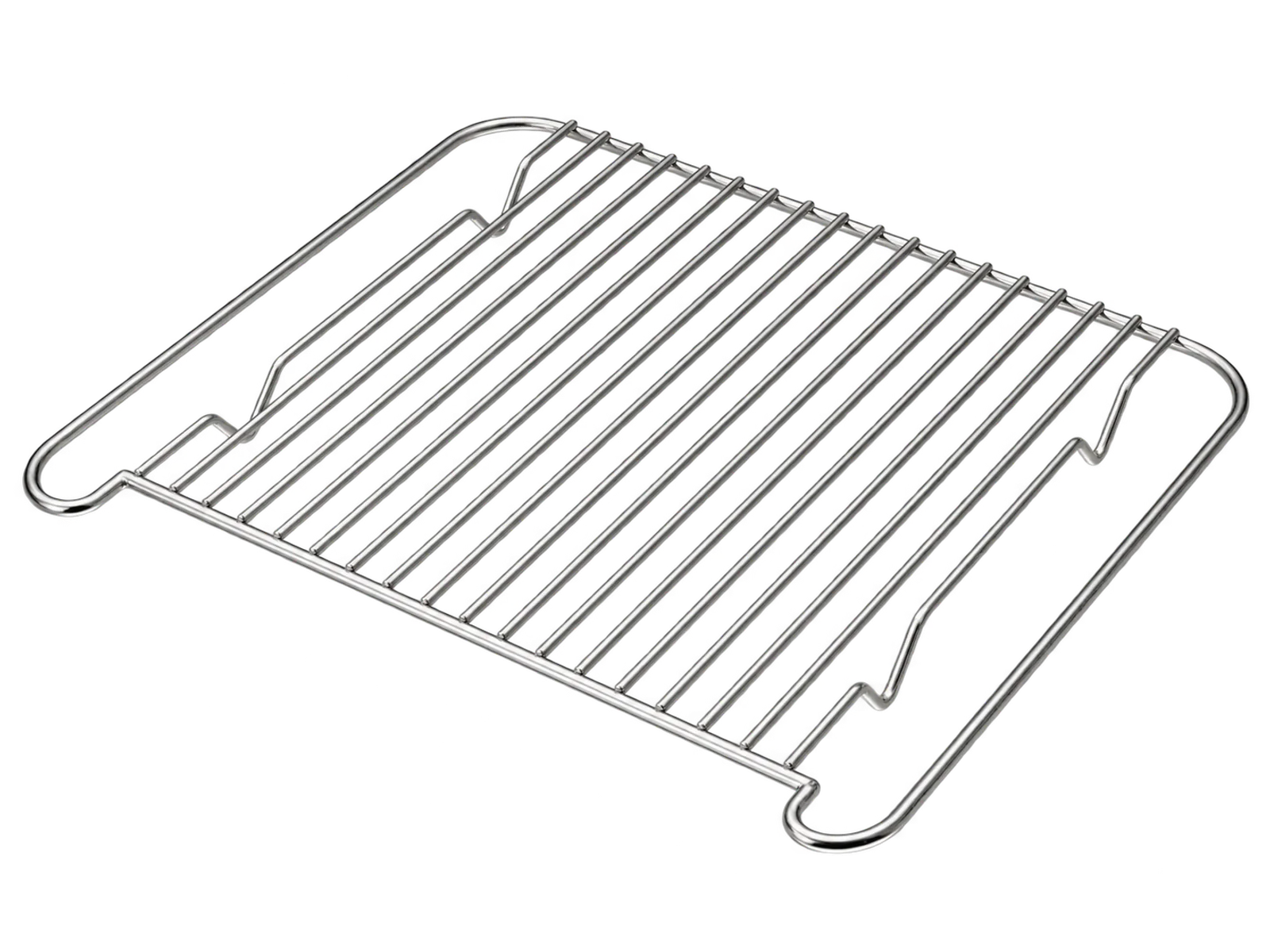 Formed gas cooker wire rack with rounded outer frame for oven applications
